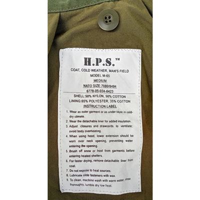 Bunda parka US model M-65 H.P.S. NYCO ZELENÁ  1030801 4