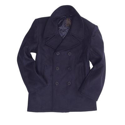 Kabát US PEA COAT vlněný TMAVĚMODRÝ