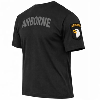 Triko AIRBORNE s nášivkou 101 divize na rukávu ČERNÉ