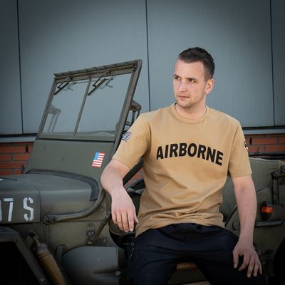 Triko AIRBORNE s nášivkou 101 divize na rukávu SAND-PÍSKOVÉ FOSTEX 133670-P 4