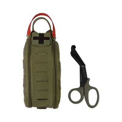 Pouzdro zdravotní IFAK zip LASER CUT MOLLE včetně nůžek ZELENÉ