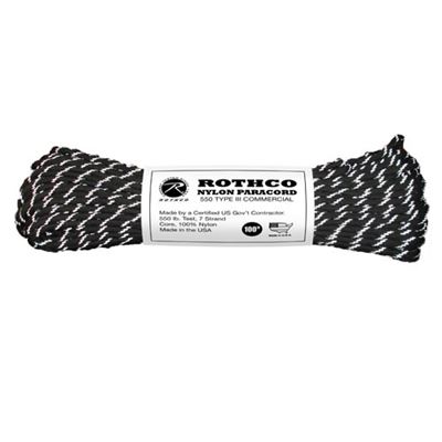 Šňůra PARACORD nylon 550LB 30m 4mm ČERNÁ s refelxními nitkami