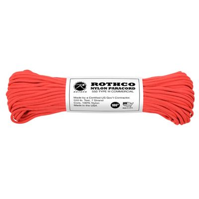 Šňůra PARACORD nylon 550LB 30m 4mm ČERVENÁ