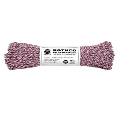 Šňůra PARACORD nylon 550LB 30m 4mm RŮŽOVÁ CAMO