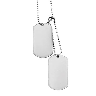 Známky identifikační US "DOG TAG" bez tišítek STŘÍBRNÉ