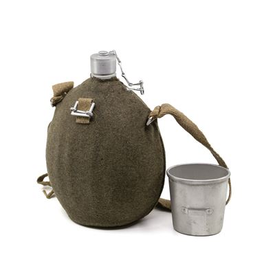 Láhev polní ITALSKÁ s pítkem a filcem hliníková