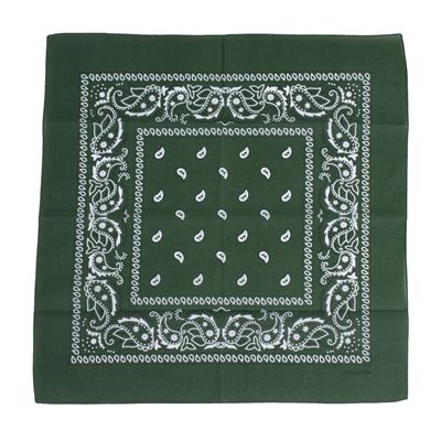 Šátek BANDANA 55x55 cm ZELENÁ/BÍLÁ