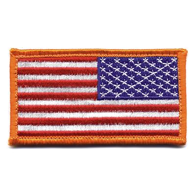 Nášivka USA vlajka reverzní 4,5 x 8,5 cm ORANŽOVÝ lem