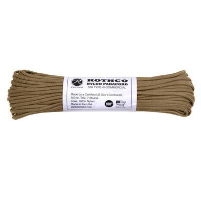 Šňůra PARACORD nylon 550LB 30m 4mm COYOTE BROWN