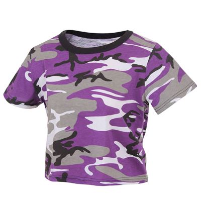 Triko dámské krátké CROP VIOLET CAMO