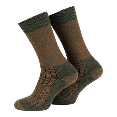 Ponožky outdoor MERINO HNĚDOZELENÉ