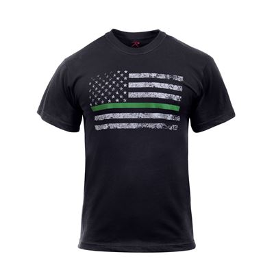Triko THIN BLUE LINE US odznak vlajka ČERNÉ