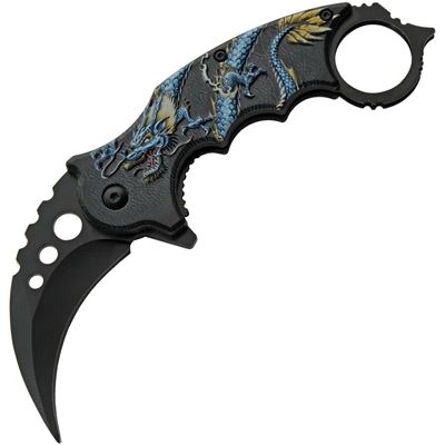 Nůž zavírací DRAGON karambit MODRÝ