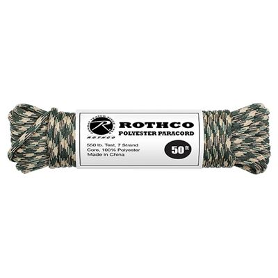 Šňůra PARACORD polyester 550LB 15 m 4mm WOODLAND