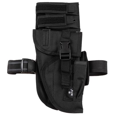 Pouzdro stehenní Tactical na pistol a zásobníky pravé ČERNÉ