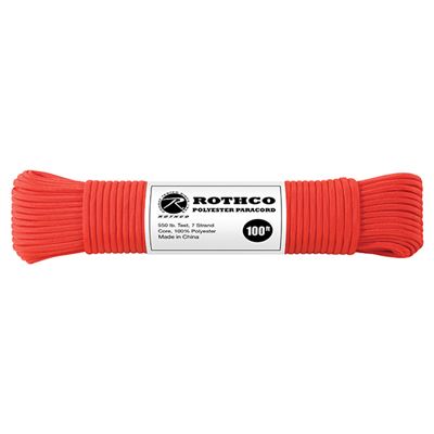 Šňůra PARACORD polyester 550LB 30m 4mm ČERVENÁ