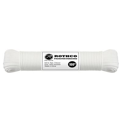 Šňůra PARACORD polyester 550LB 30m 4mm BÍLÁ