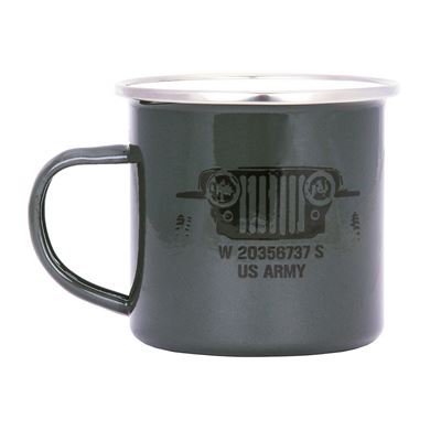 Hrnek US ARMY JEEP smaltovaný 300 ml ZELENÝ