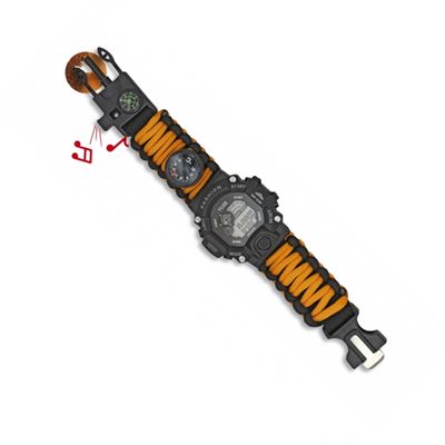 Hodinky PARACORD SURVIVAL digitální multifunkční ORANŽOVÉ