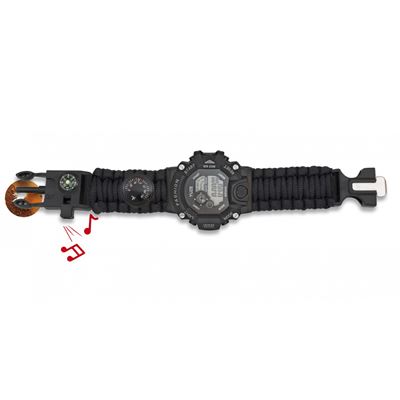 Hodinky PARACORD SURVIVAL digitální multifunkční ČERNÉ
