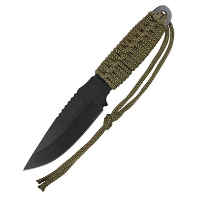 Nůž PARACORD s pevnou čepelí + křesadlo ZELENÝ