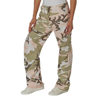 Kalhoty dámské VINTAGE PINK CAMO