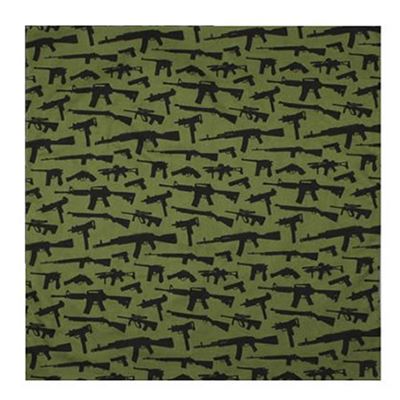 Šátek 55 x 55 cm BANDANA GUN PATTERN OLIV