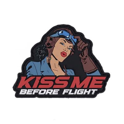 Nášivka 3D plastová KISS ME BEFORE FLIGHT velcro