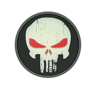 Nášivka 3D plastová PUNISHER RED EYES velcro GLOW IN THE DARK