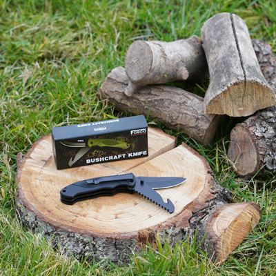 Nůž zavírací BUSHCRAFT multifunkční ČERNÝ