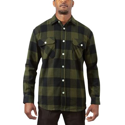 Košile dřevorubecká FLANNEL kostkovaná OLIVE DRAB