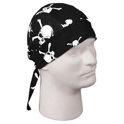 Šátek HEADWRAP SKULL & CROSSBONE ČERNÝ