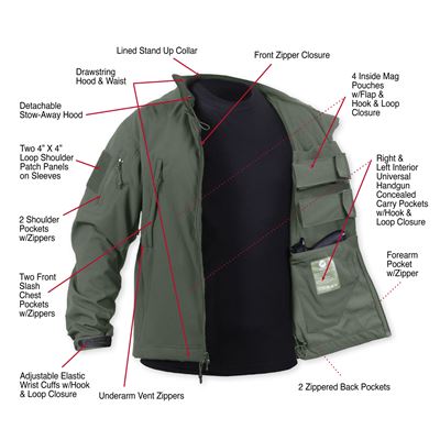 Bunda CONCEALED CARRY softshell ZELENÁ