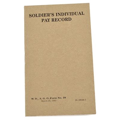 Průkaz US SOLDIERS INDIVIDUAL PAY RECORD