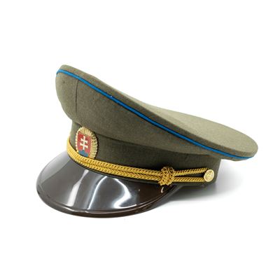 Brigadýrka důstojnická SK zlatý odznak, kšilt plast, modrá linka ZELENÁ