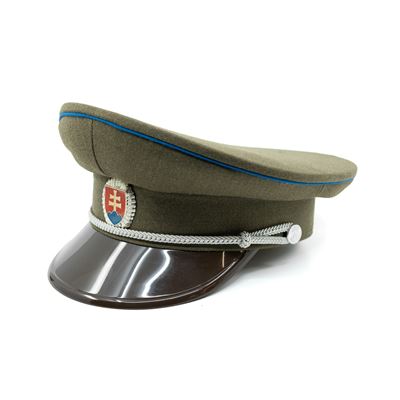 Brigadýrka SK stříbrný odznak, kšilt plast, modrá linka ZELENÁ