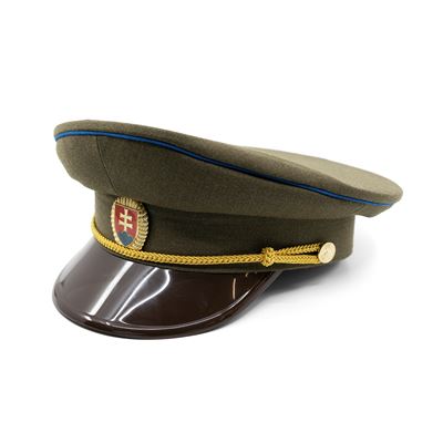 Brigadýrka SK zlatý odznak, kšilt plast, modrá linka ZELENÁ