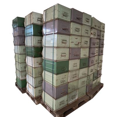 Bedna plechová ukládací zkosená 63kg / 400×600×300mm použitá