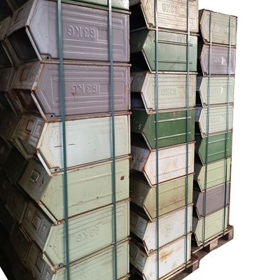 Bedna plechová ukládací zkosená 63kg / 400×600×300mm použitá