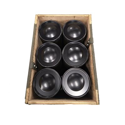 Bedna dřevěná pro minometné miny tříštivé 81mm včetně 6ks kazet použitá