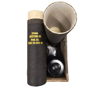 Bedna dřevěná pro minometné miny tříštivé 81mm včetně 6ks kazet použitá