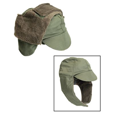 Čepice HOLANDSKÁ zimní s kšiltem a krytem uší ZELENÁ