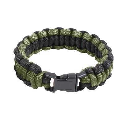 Náramek SURVIVAL PARACORD OLIV-ČERNÝ