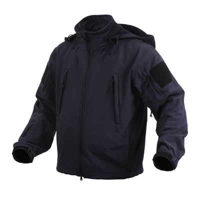 Bunda TACTICAL s kapucí softshell TMAVĚ MODRÁ