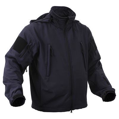 Bunda TACTICAL s kapucí softshell TMAVĚ MODRÁ