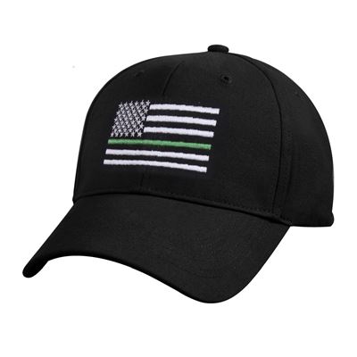 Čepice US vlajka se zelenou linkou ČERNÁ