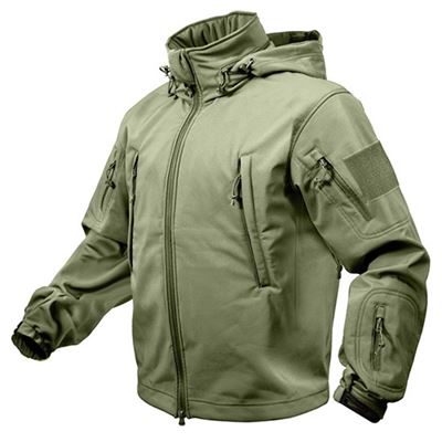 Bunda TACTICAL s kapucí softshell ZELENÁ