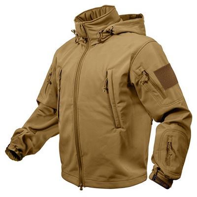 Bunda TACTICAL s kapucí softshell COYOTE