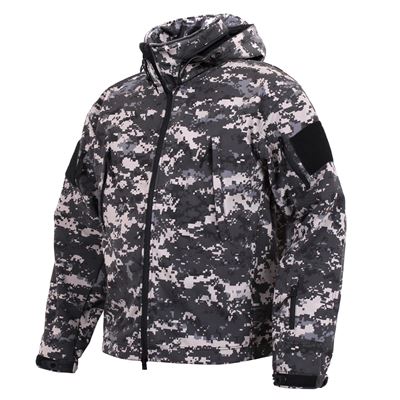 Bunda TACTICAL s kapucí softshell DIGITAL URBAN