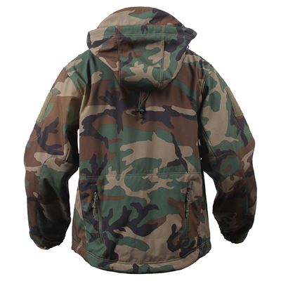 Bunda TACTICAL s kapucí softshell WOODLAND